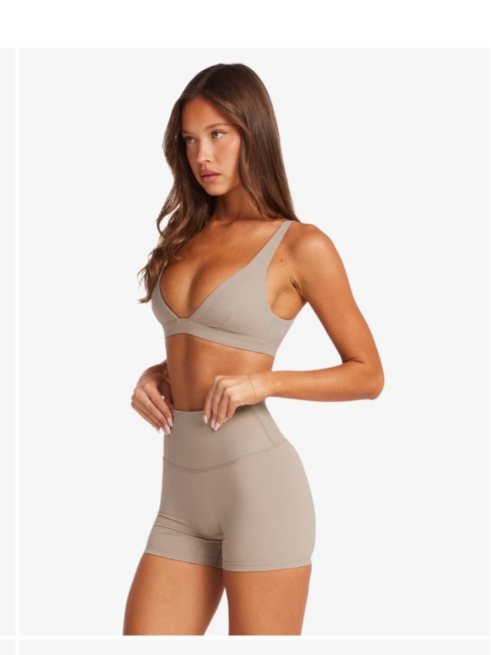 NWOT CSB Freedom Contour Top and Freedom Scrunch High-Waist Short Set - Almond - Picture 3 of 10